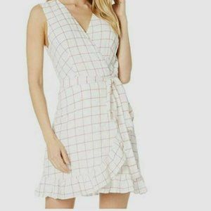 WAYF Women’s White Surplice Neck Sleeveless Ruffle Wrap Dress Size M